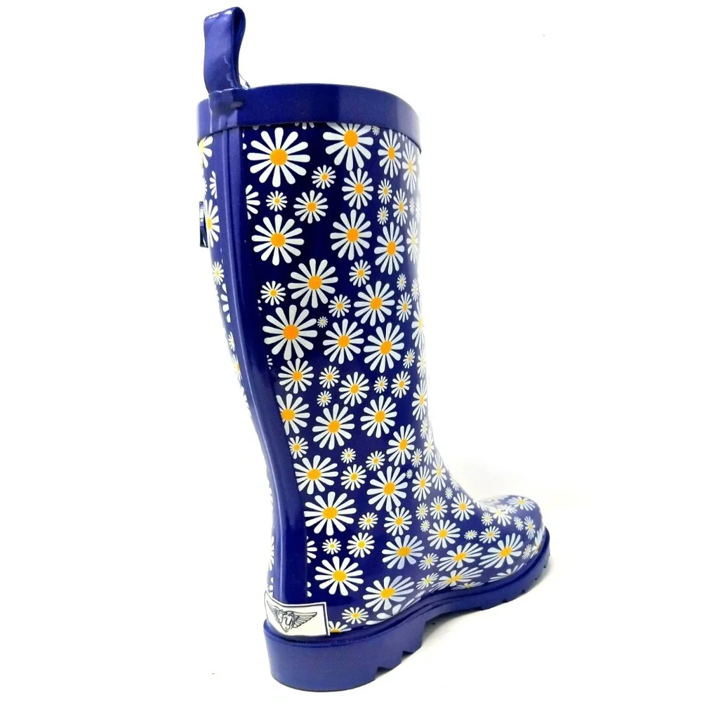 Women's Rubber Mid Calf Rain Boots, RB-3151, Daisy